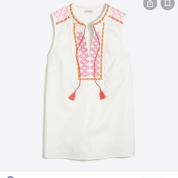 J. Crew Tops - J Crew EMBROIDERED POPLIN TANK